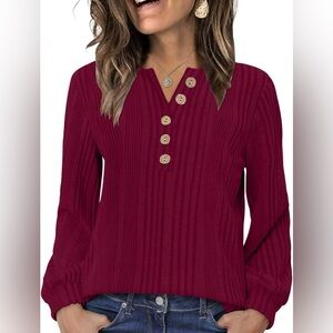 Pretty Ribbed Long Sleeve Button Opening Soft Top♥️